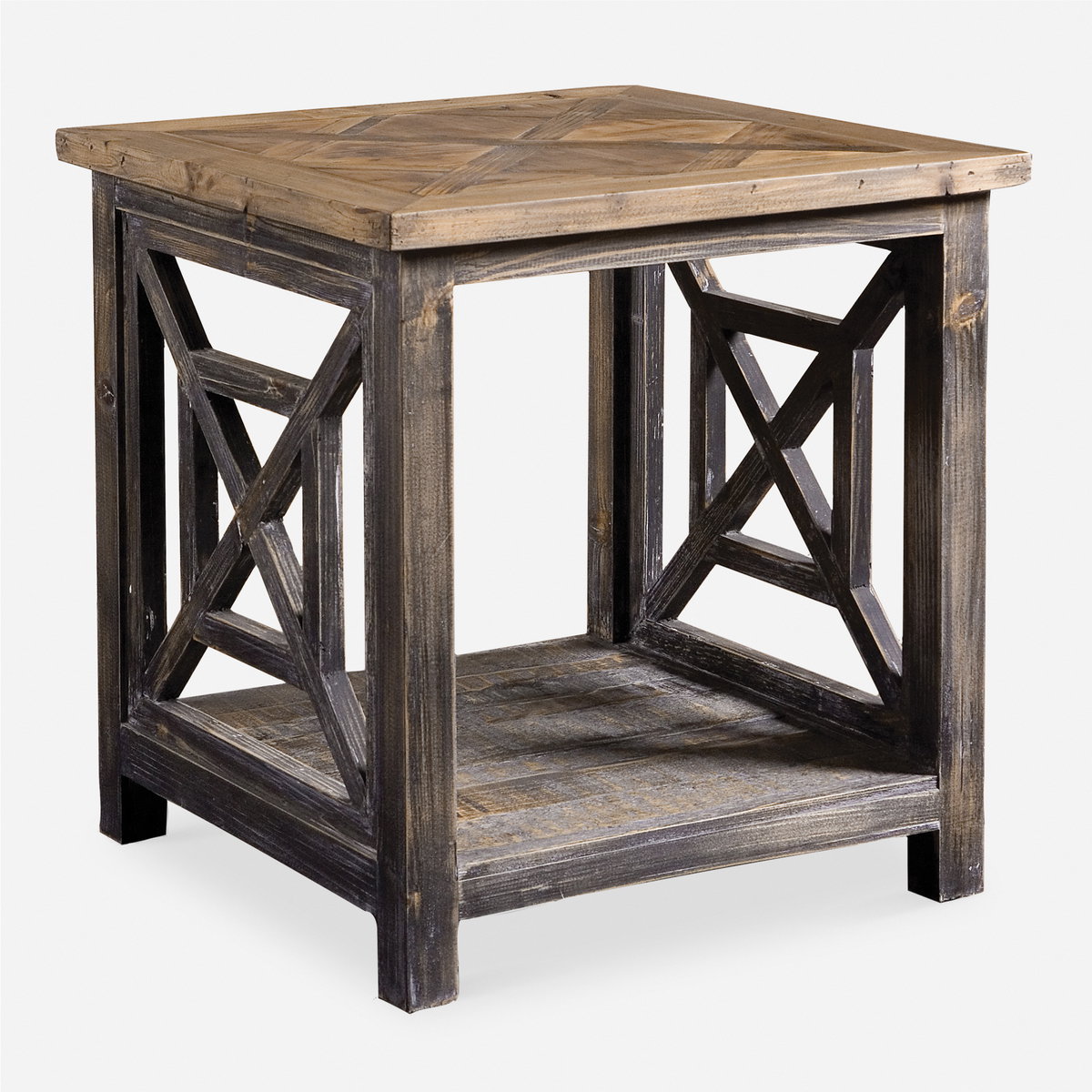 Spiro Reclaimed Wood End Table, Side & End Table by Uttermost, 19.75" width x 21.62" height x 19.75" depth View 1