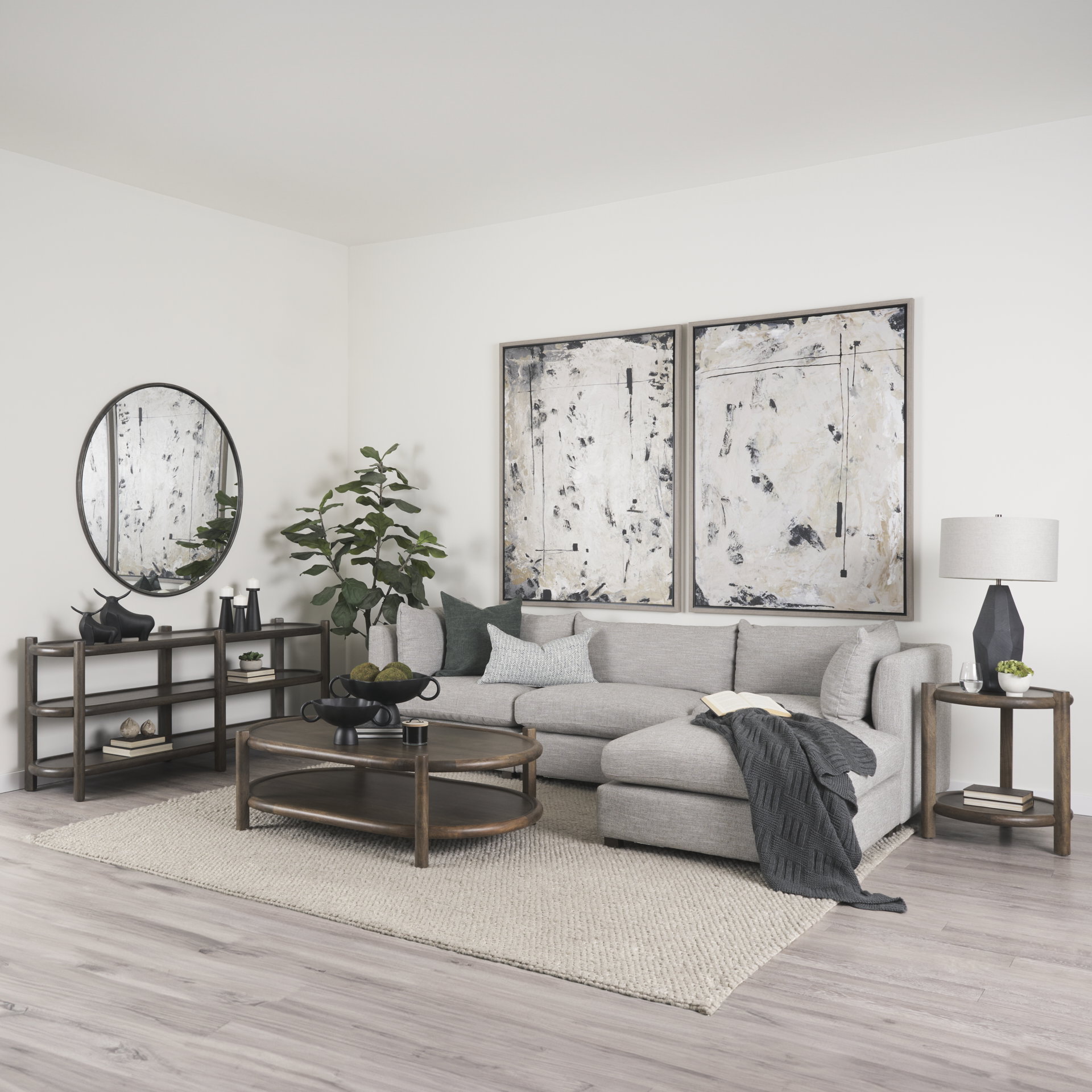 Romi Dark Brown Wood with Bottom Shelf Oval Coffee Table, by Mercana, 55.5" length x 35" width x 17" height View 2