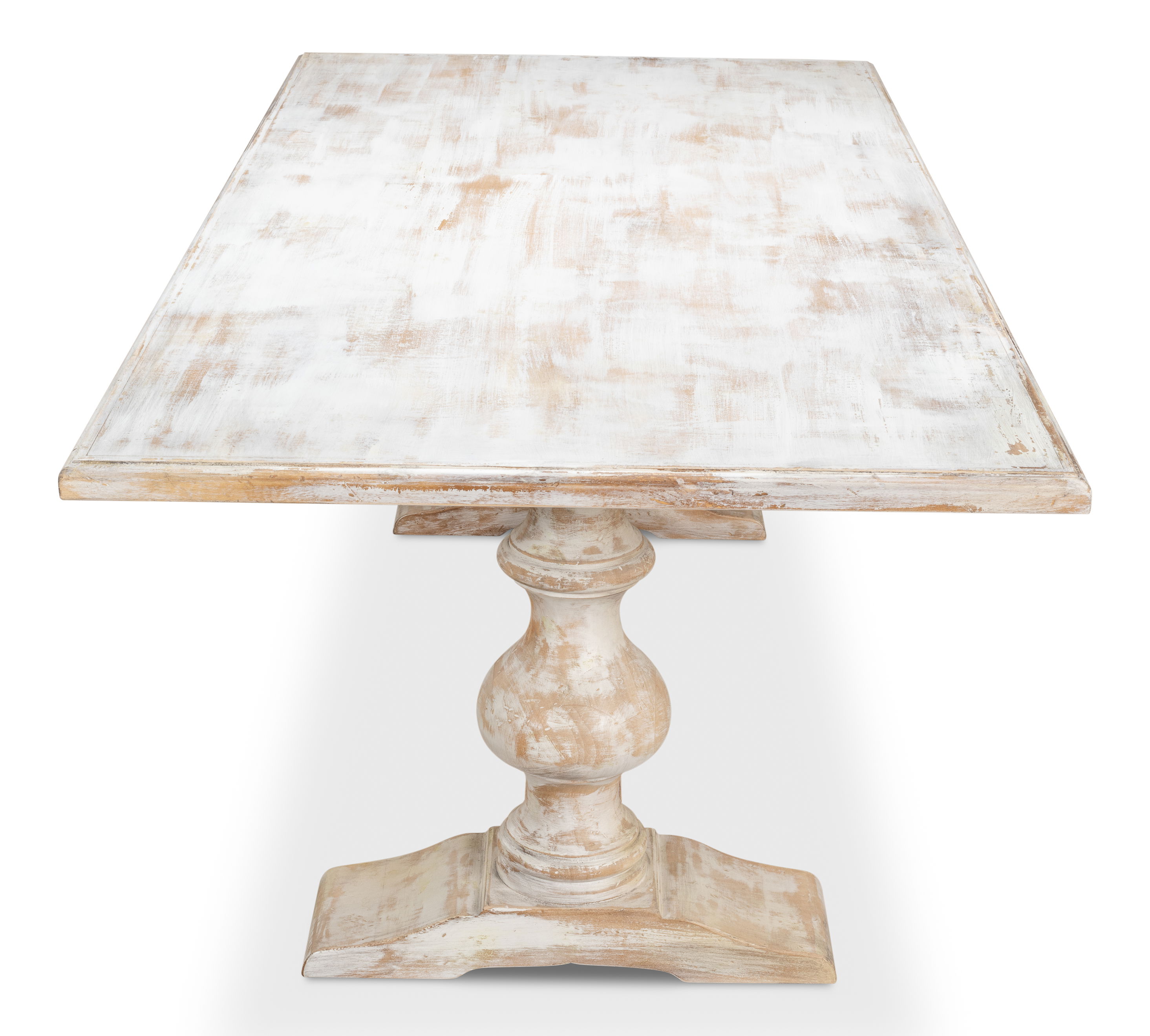 *Lionisio Trestle Table,Disrupted White, Dining Table by Sarreid, 84" length x 41" width x 30" height View 4