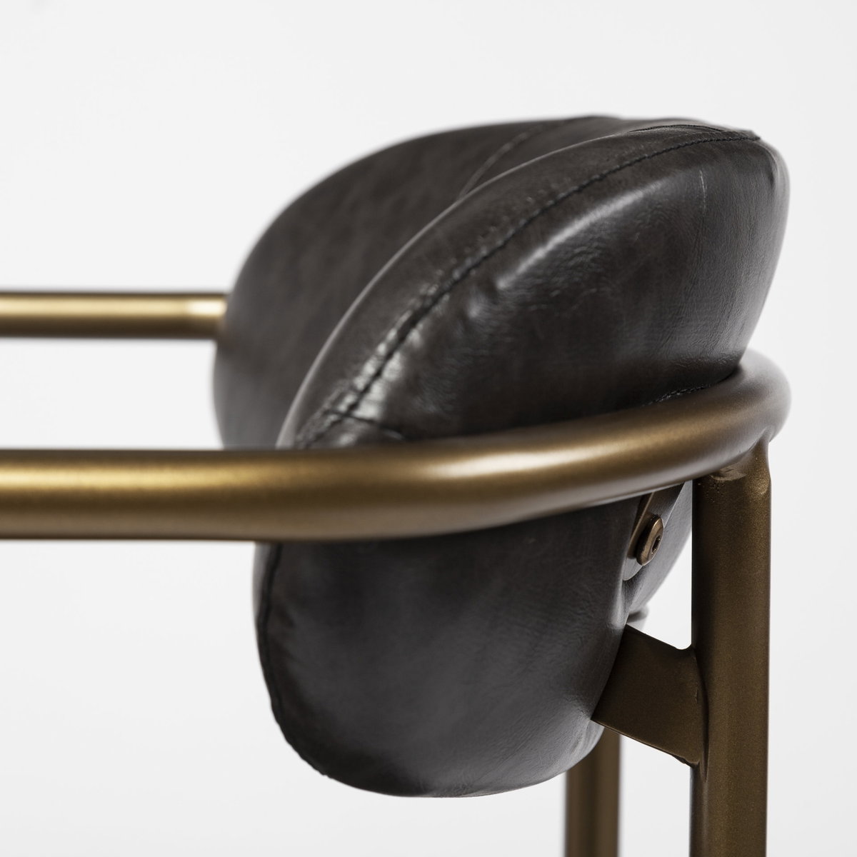 Parker Brown Faux Leather Seat Gold Metal Counter Stool, Counter & Bar Stool by Mercana, 19" length x 19.75" width x 36" height View 9