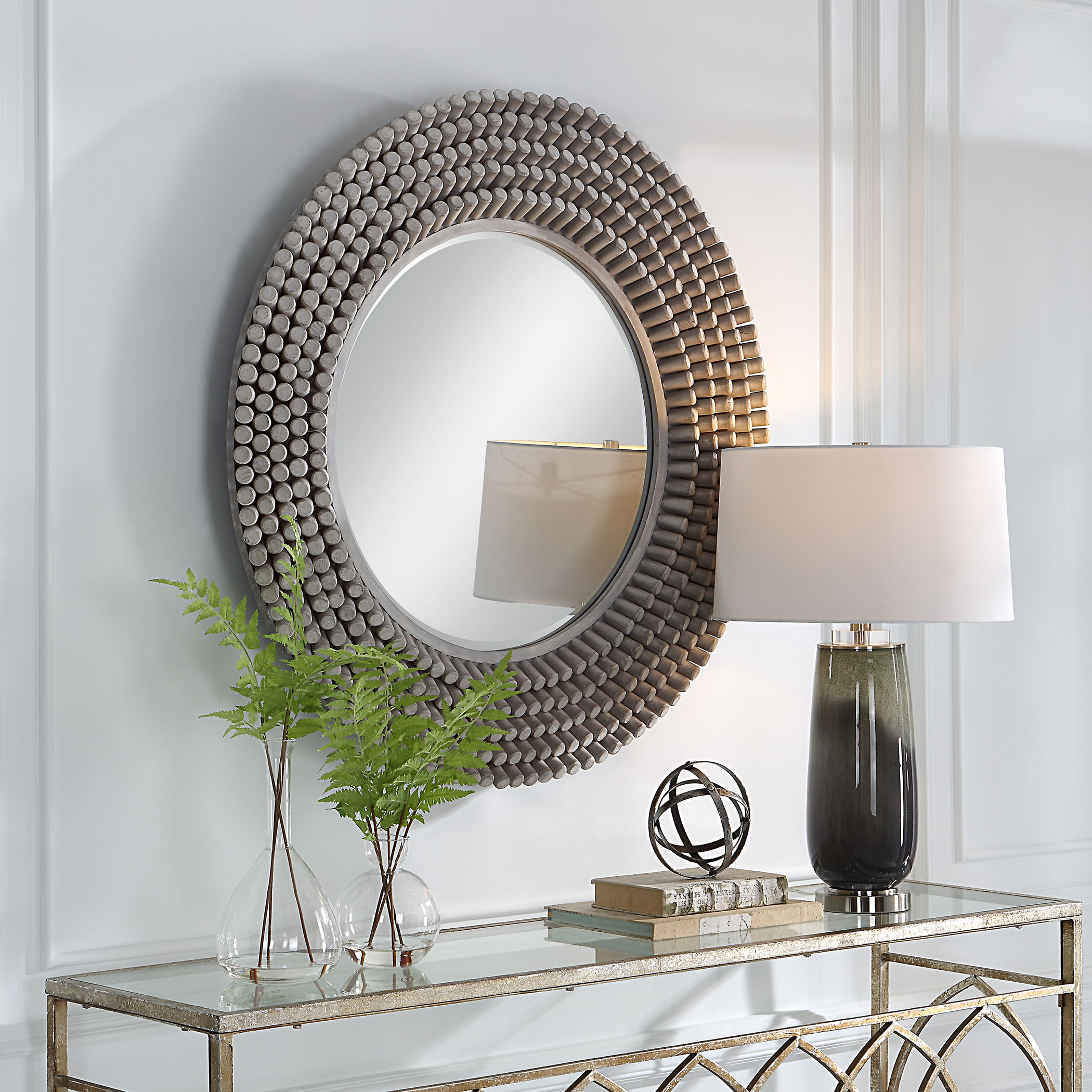 Portside Round Gray Mirror large image 