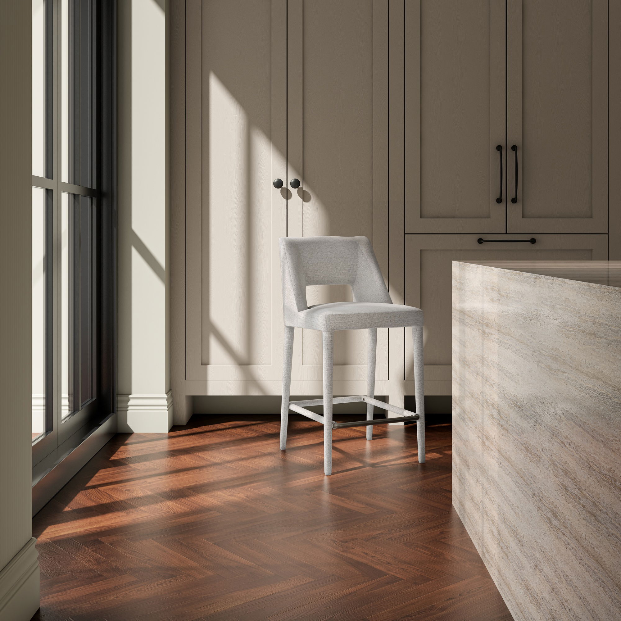 Joyce Counter Stool Beige, Counter & Bar Stool by Moe's Home, 18.1" width x 36.8" height x 21.3" depth View 6