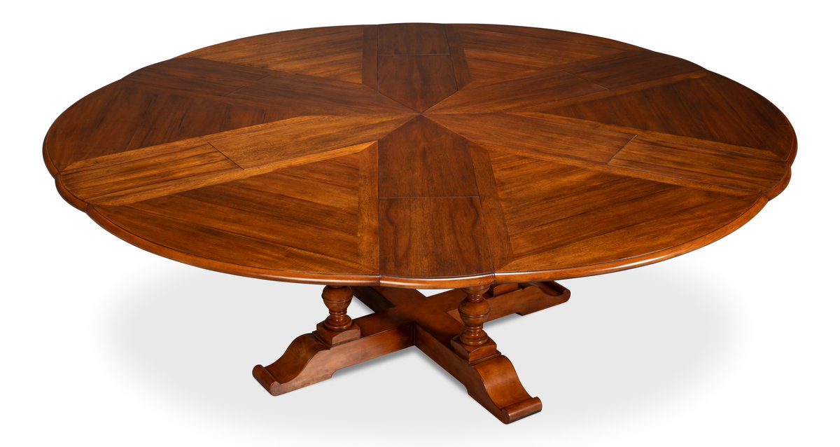 Walnut Jupe Dining Table  Ex-Large, by Sarreid, 6'8" length x 6'8" width x 2'6" height View 4