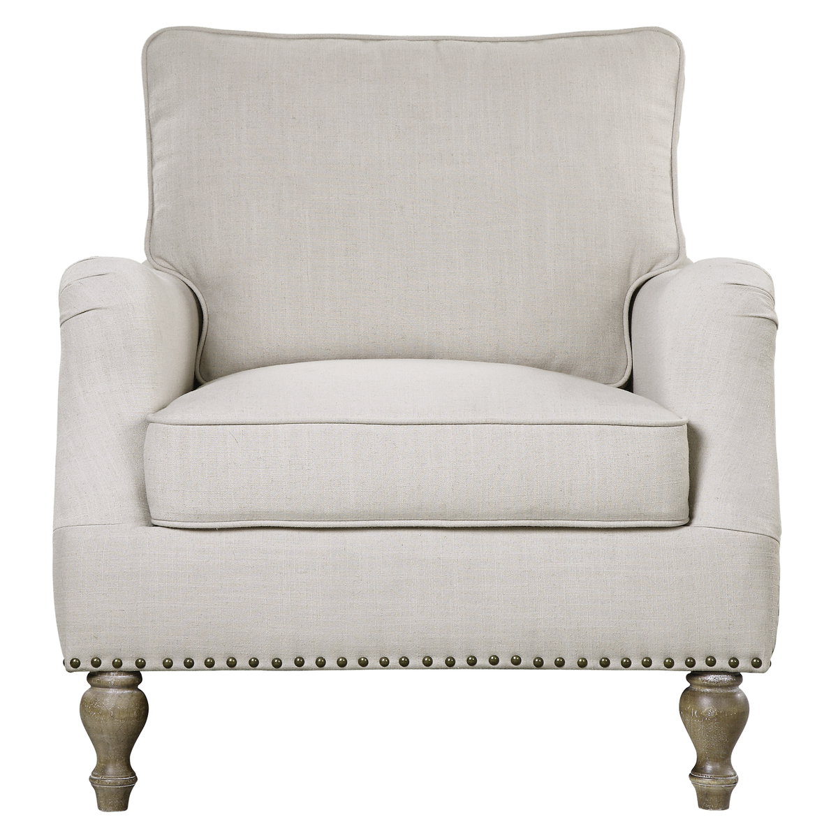 Armstead Antique White Armchair, Accent Chair by Uttermost, 31.5" width x 33.5" height x 36.25" depth View 1