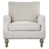Armstead Antique White Armchair, Accent Chair by Uttermost, 31.5" width x 33.5" height x 36.25" depth thumbnail 1