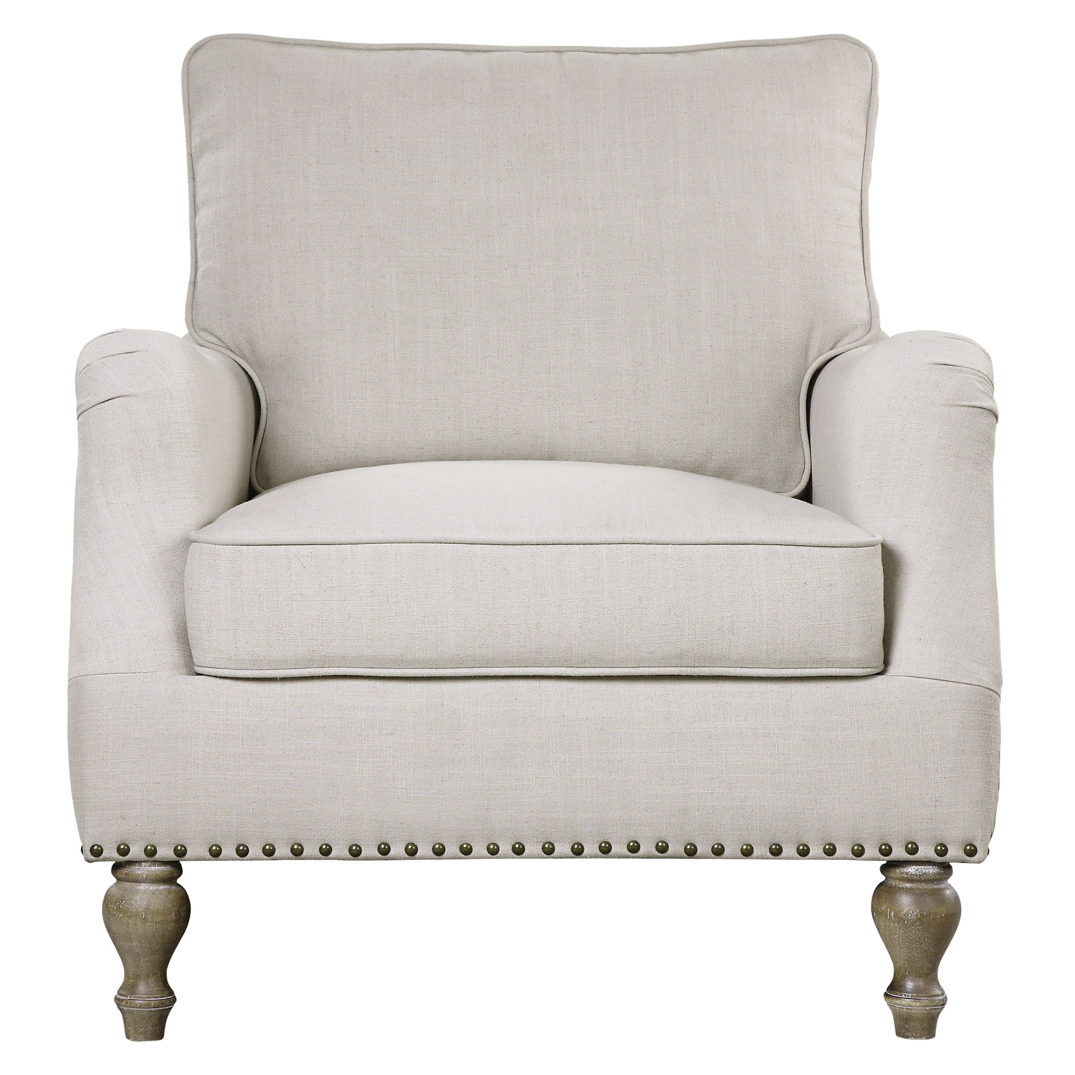 Armstead Antique White Armchair, Furniture by Uttermost, 31.5" width x 33.5" height x 36.25" depth View 1