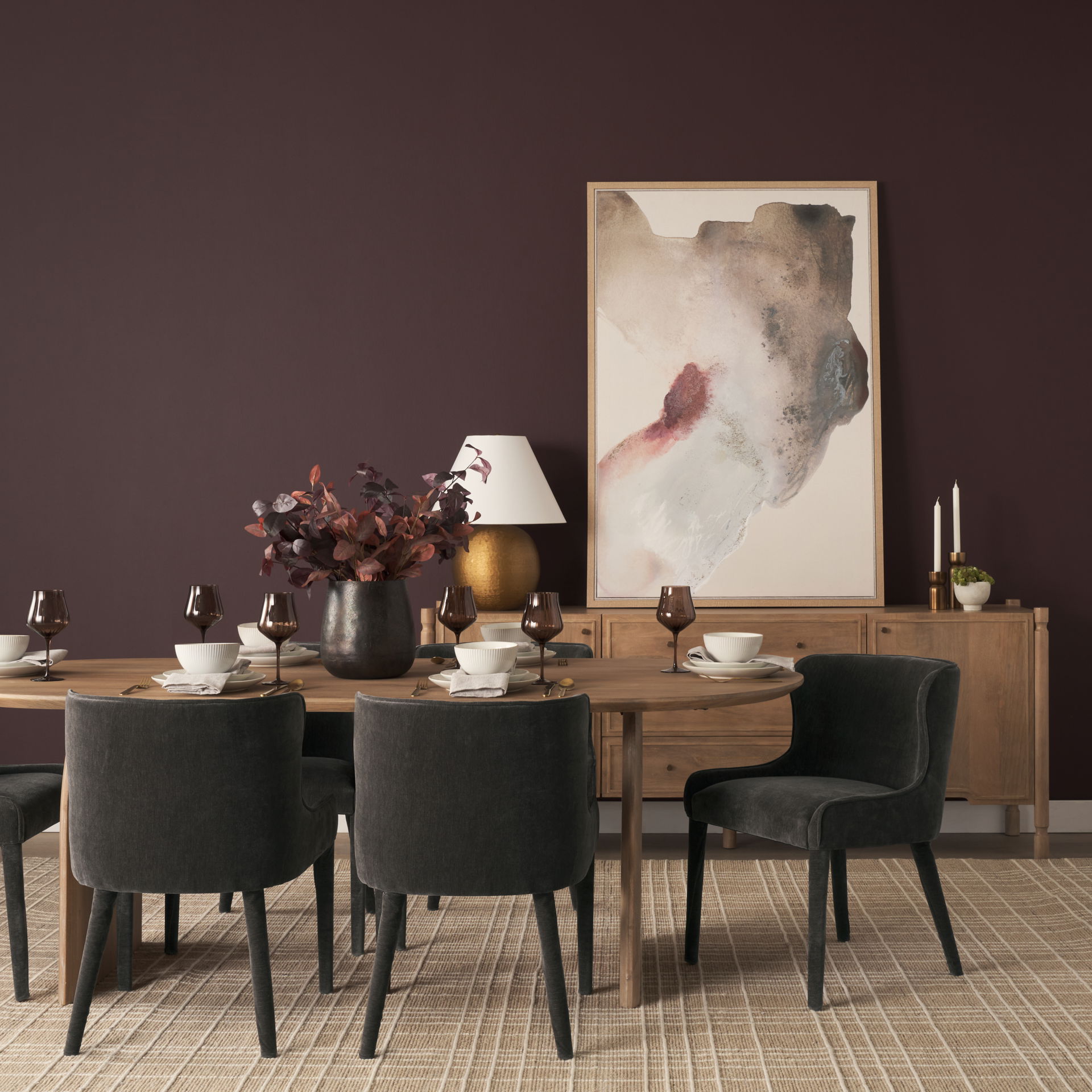Isla Oval Dining Table with Light Brown Wood Top & Arched Legs, by Mercana, 86.5" length x 39" width x 30" height View 3