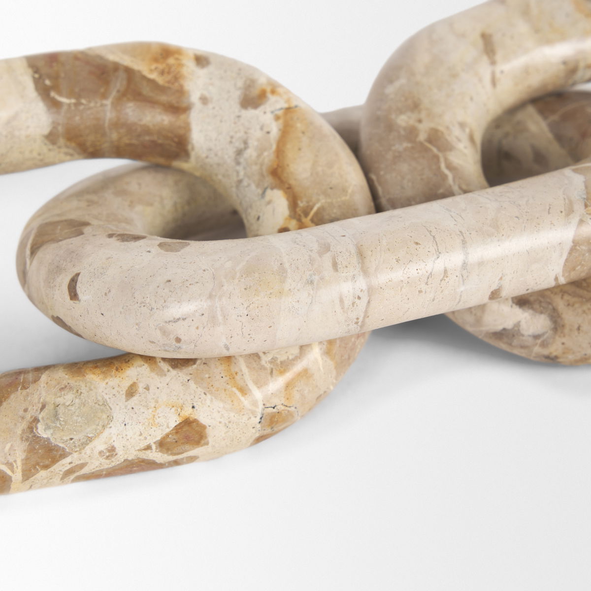 Reinir Beige Marble Chain Link Decorative Object, by Mercana, 13.25" length x 4.25" width x 1.06" height View 10