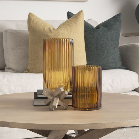 Dawn Tall Amber Glass Vase