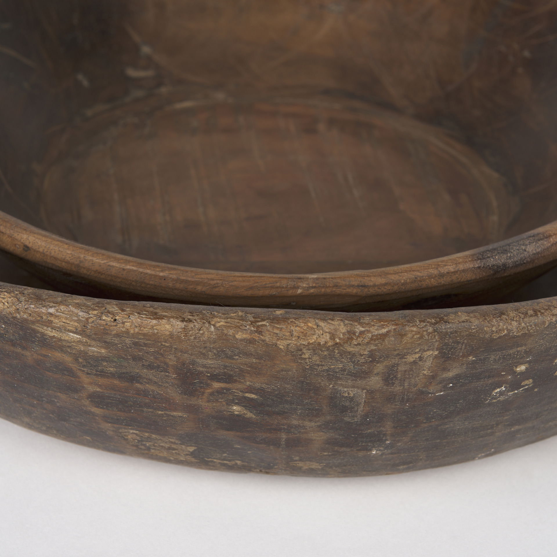 Nikita Set of 2 Large Medium Brown Reclaimed Wood Bowls, Decorative Bowl by Mercana, 17.25" length x 18.25" width x 4.5" height View 5
