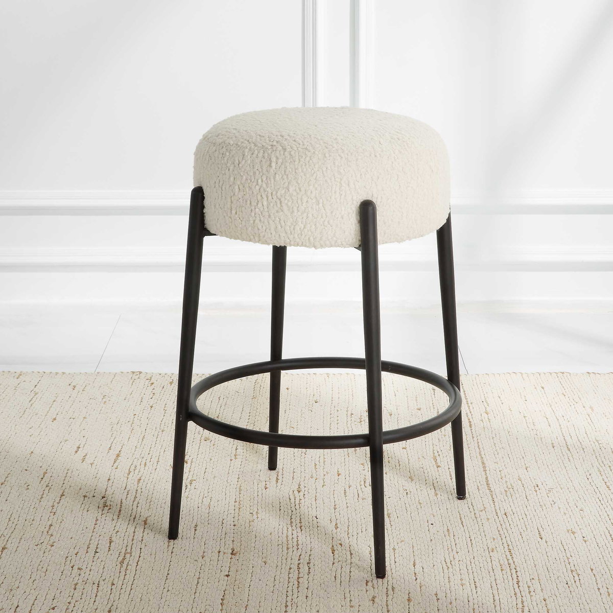 Arles Plush Counter Stool, Furniture by Uttermost, 20.5" width x 26" height x 20.5" depth View 6