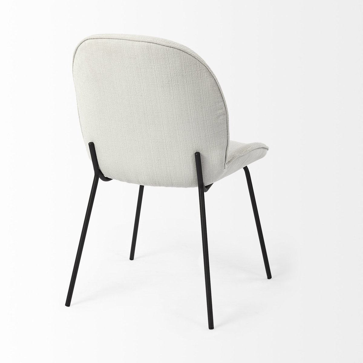Inala Curved Back Dining Side Chair | White Fabric with Black Metal, Dining Chair by Mercana, 21.26" length x 25.59" width x 34.25" height View 10