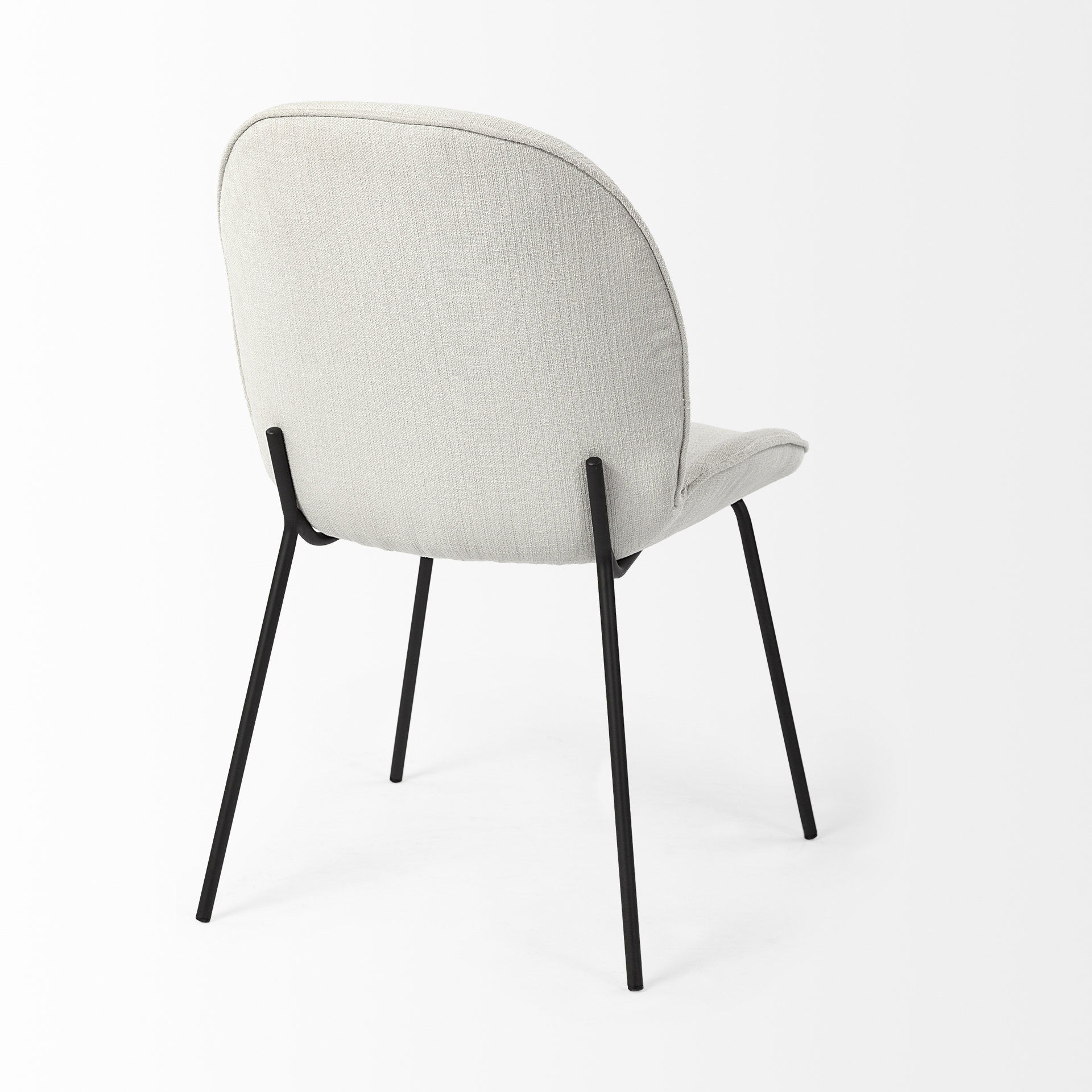 Inala White Fabric Seat Black Metal Frame Dining Chair, by Mercana, 21.26" length x 25.59" width x 34.25" height View 9