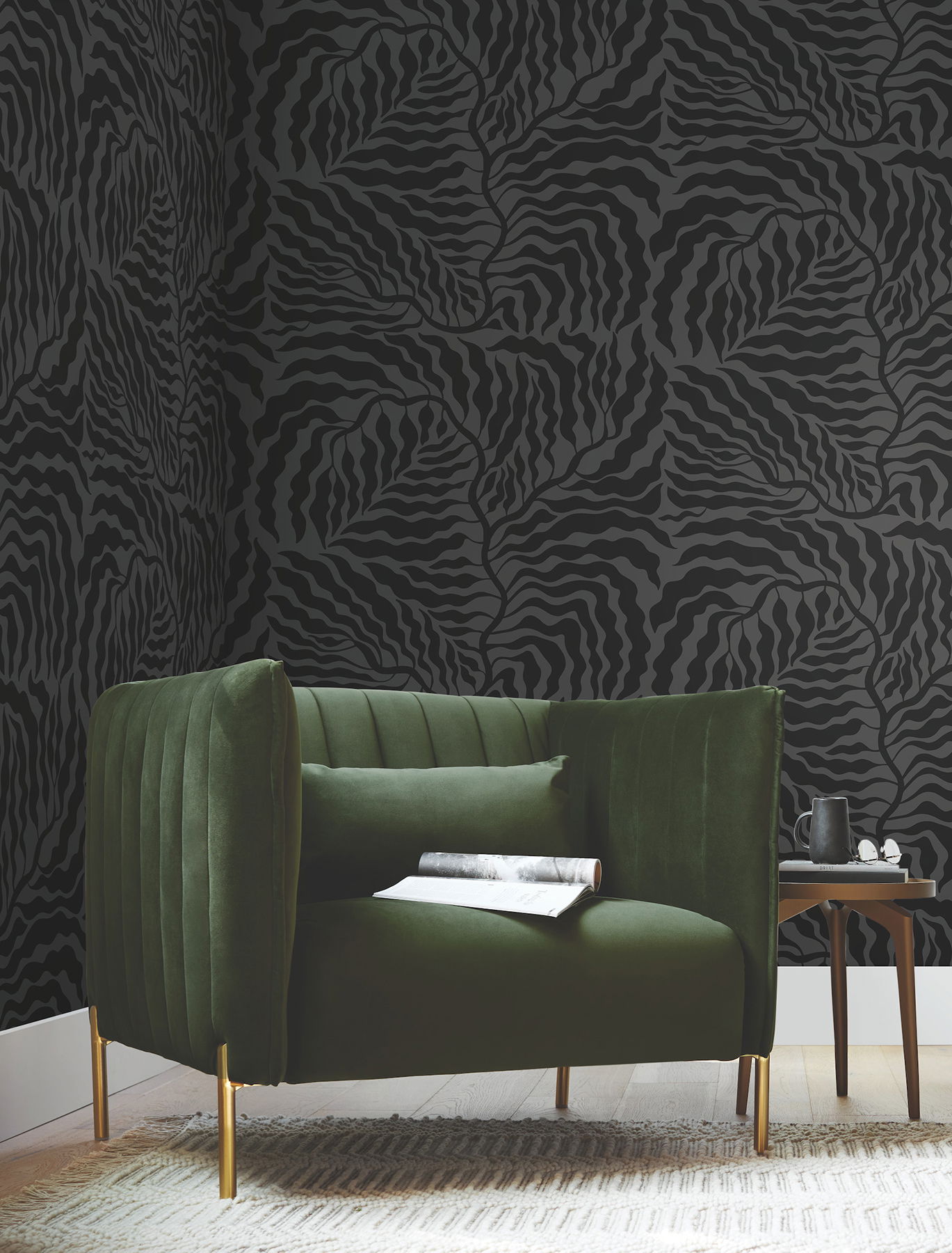 Fern Fronds Black Wallpaper Fern Fronds Black Wallpaper large image
