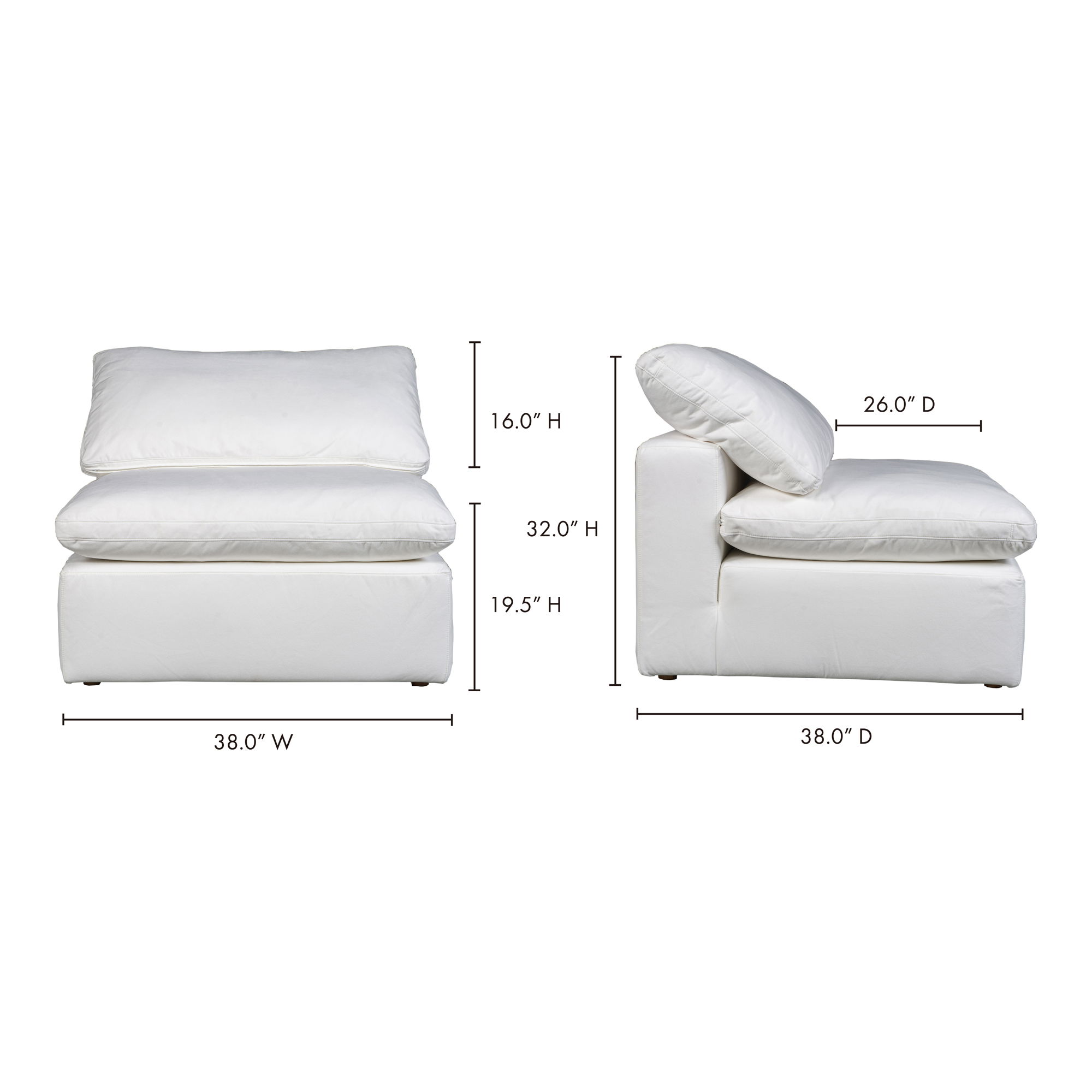 Terra Condo Chair Cream White, Accent Chair by Moe's Home, 38" width x 32" height x 38" depth View 14