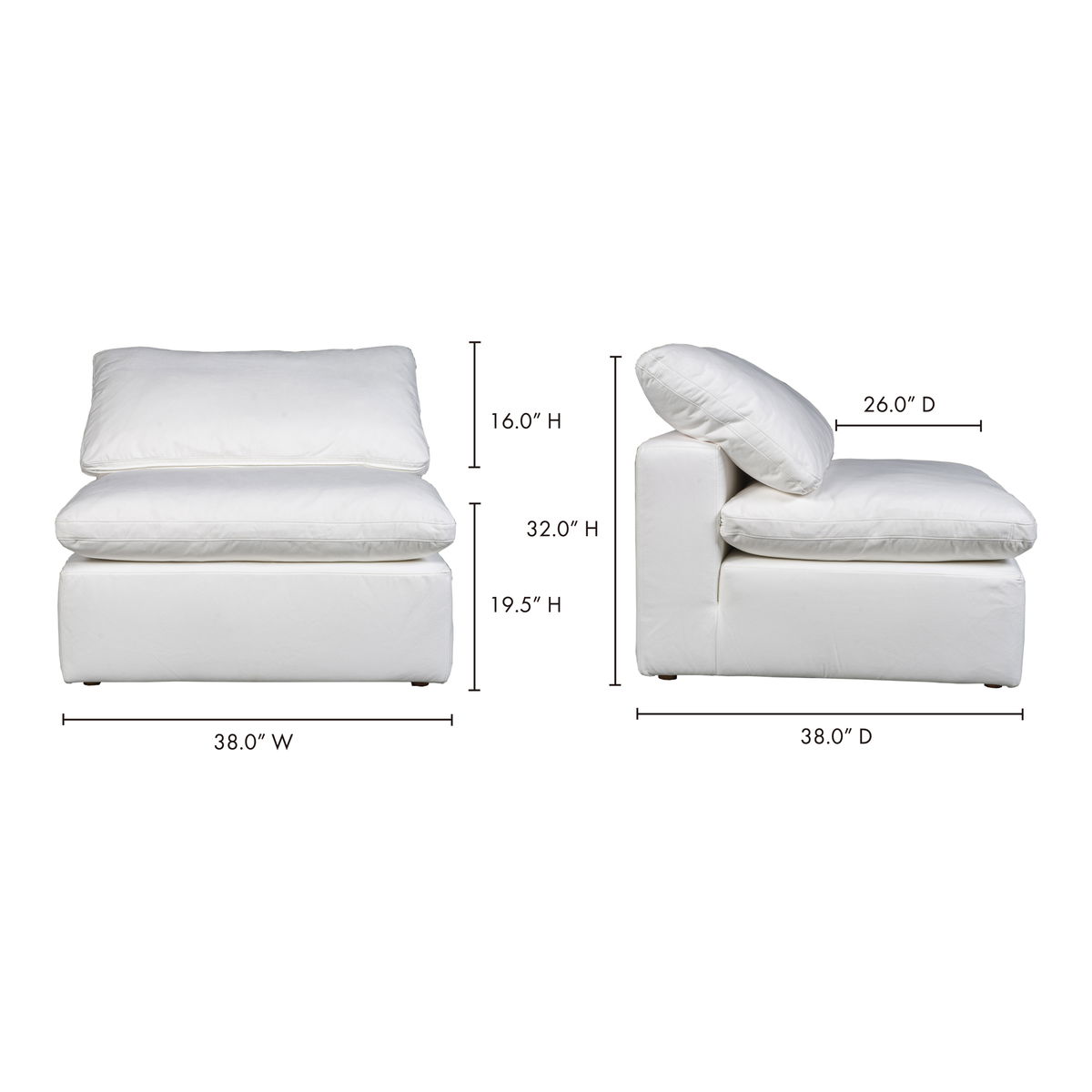 Terra Condo Chair Cream White, Accent Chair by Moe's Home, 38" width x 32" height x 38" depth View 14