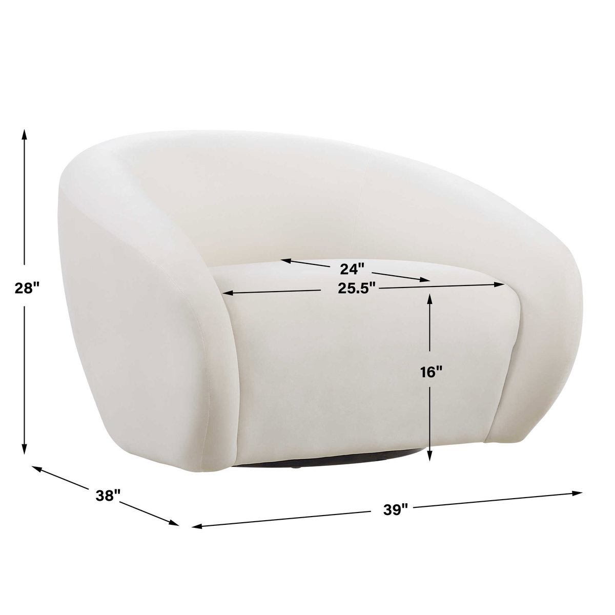 DeSoto Cream Swivel Chair, Furniture by Uttermost, 39" width x 28" height x 38" depth View 3