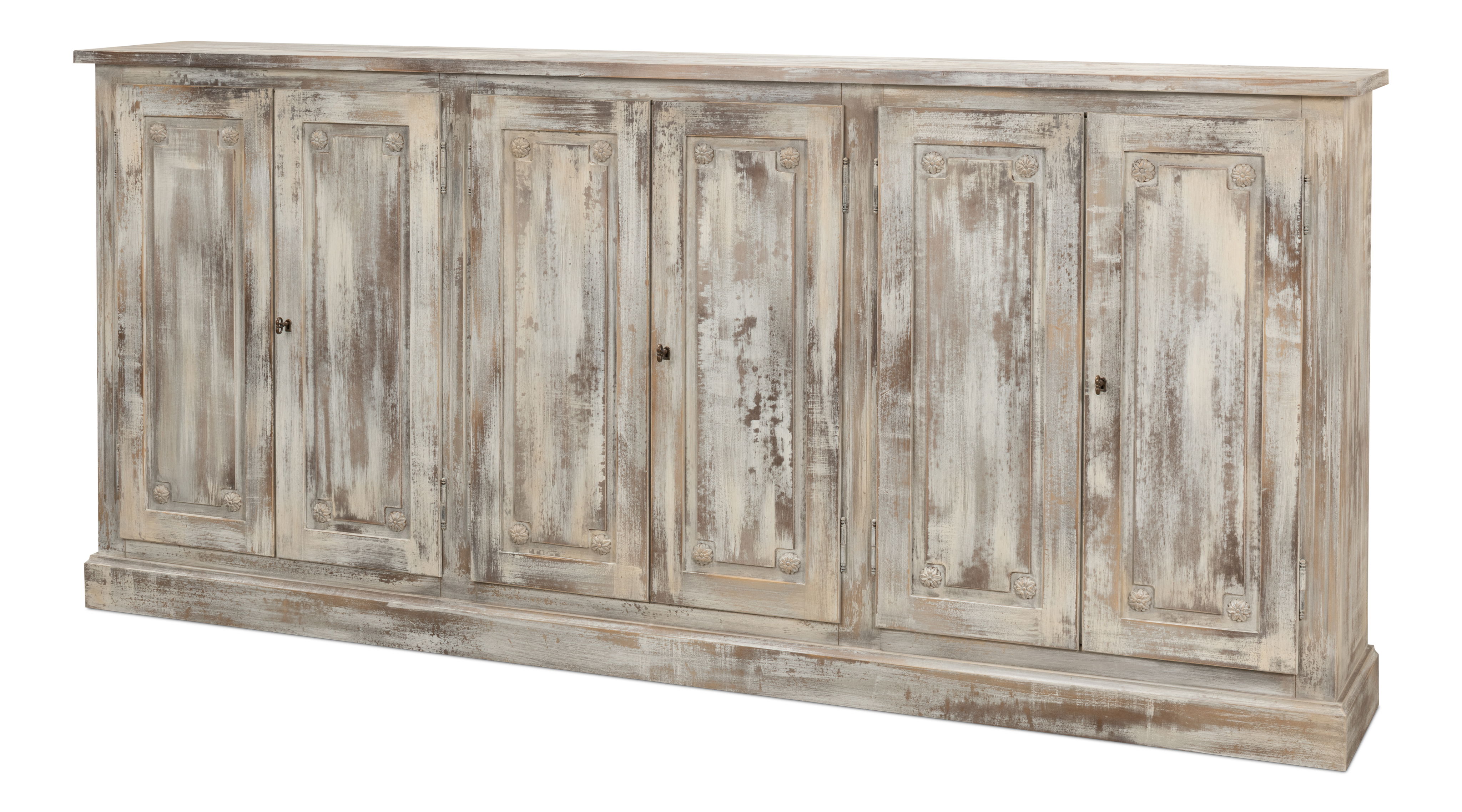 Bellagio Sideboard, 96',Grey Oak, Cabinets & Sideboard by Sarreid, 96" length x 15" width x 43" height View 1