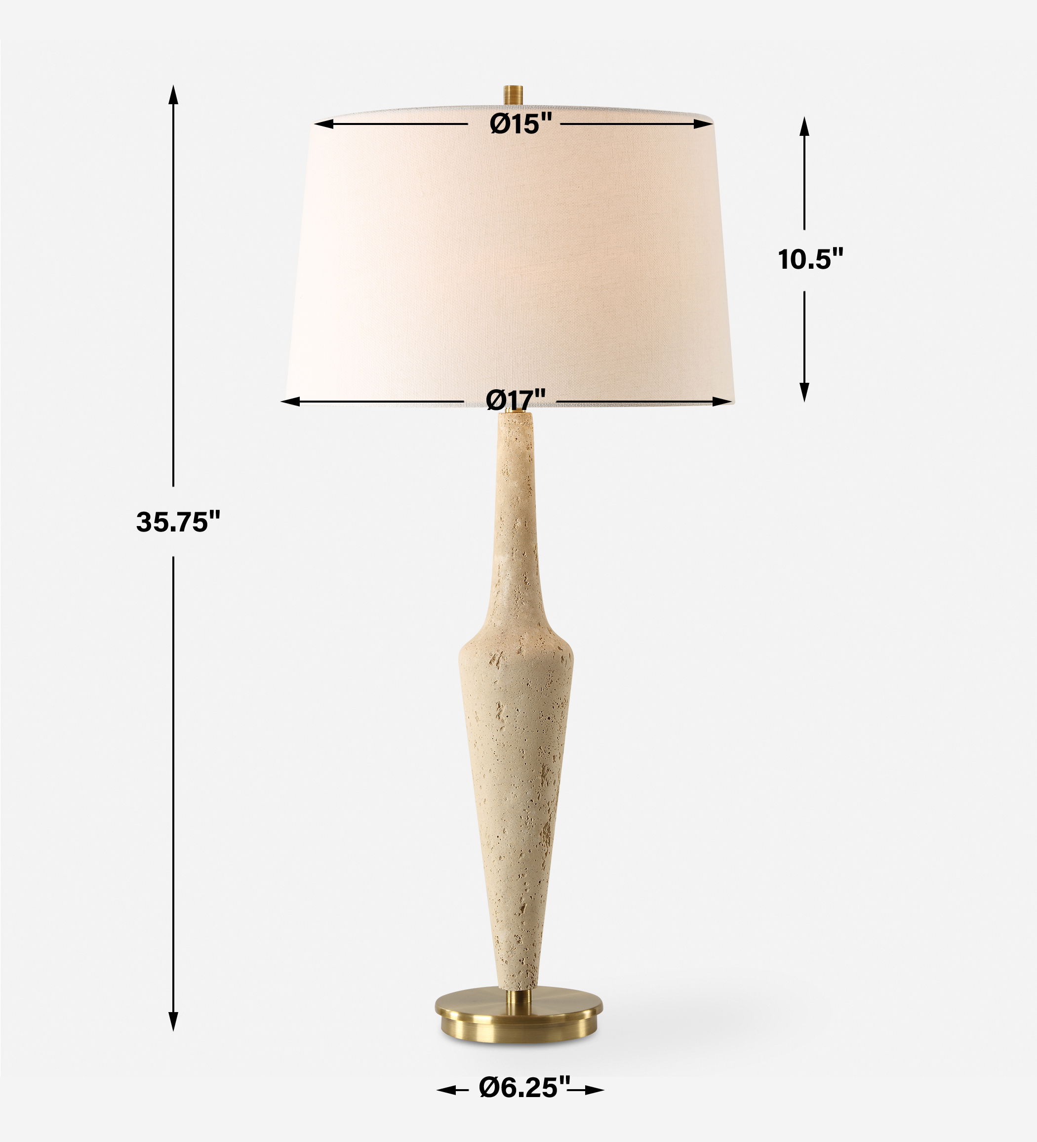 Juliet Travertine Table Lamp, by Uttermost, 17" width x 35.75" height x 17" depth View 3