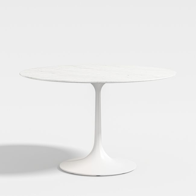 Online Designer Combined Living/Dining Nero 48" White Marble Dining Table with White Base