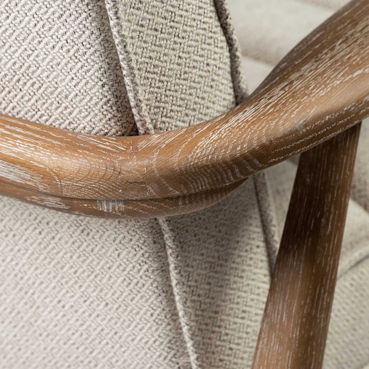 Ajax II Cream Fabric with Brown Wooden Frame Accent Chair, by Mercana, 27" length x 28" width x 30.5" height View 12