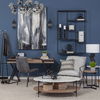 Larkin 48' Oval White Marble Top and Solid Wood Shelf with Black Metal Frame Coffee Table thumbnail 1