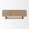 Grier 65' Light Brown Wood with Cane Media Console, by Mercana, 65" length x 18.75" width x 23" height thumbnail 2