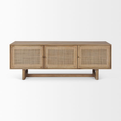 Grier 65" Light Brown Wood with Cane Media Console