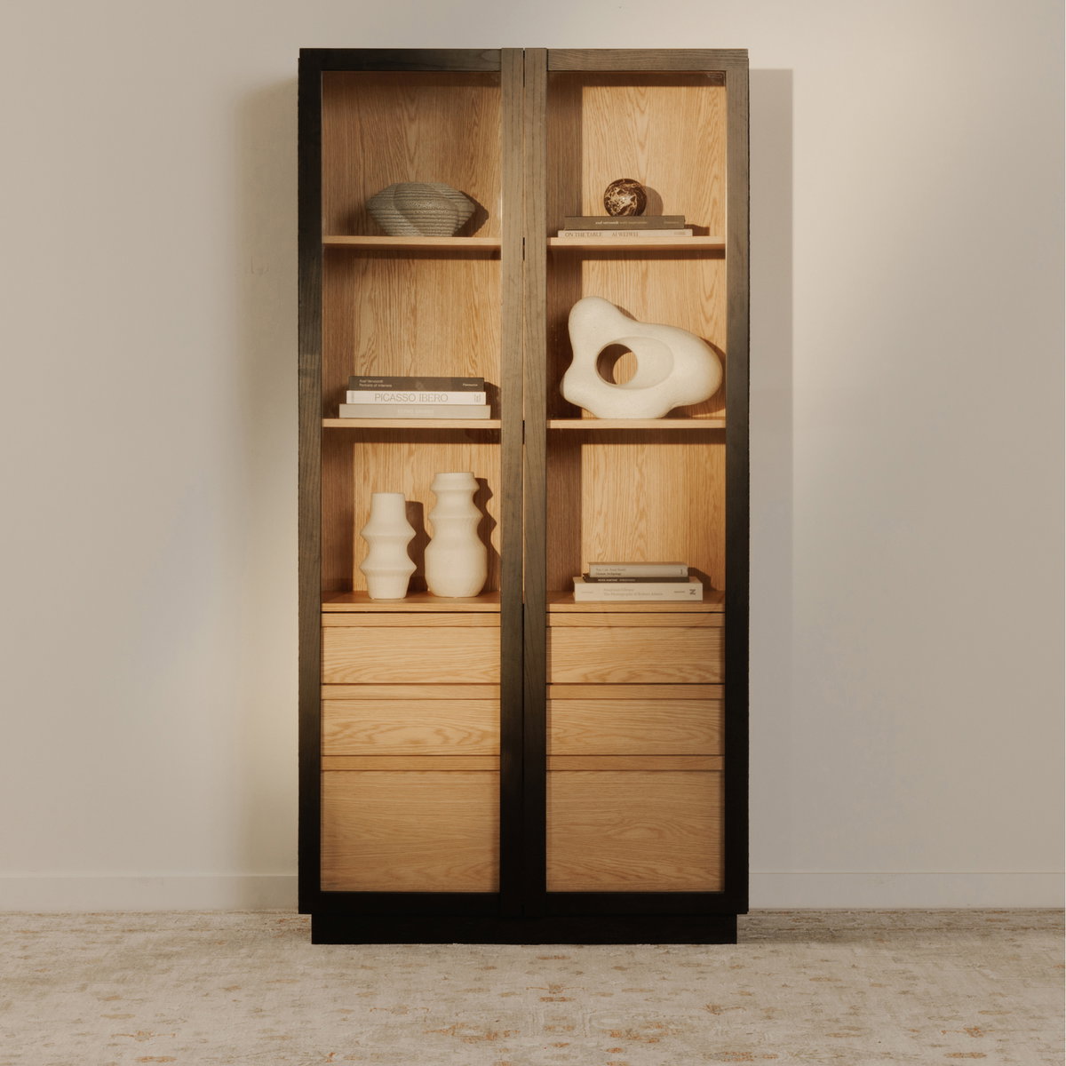 Charlotte Tall Cabinet Black, Cabinets & Sideboard by Moe's Home, 40" width x 80" height x 18.85" depth View 15