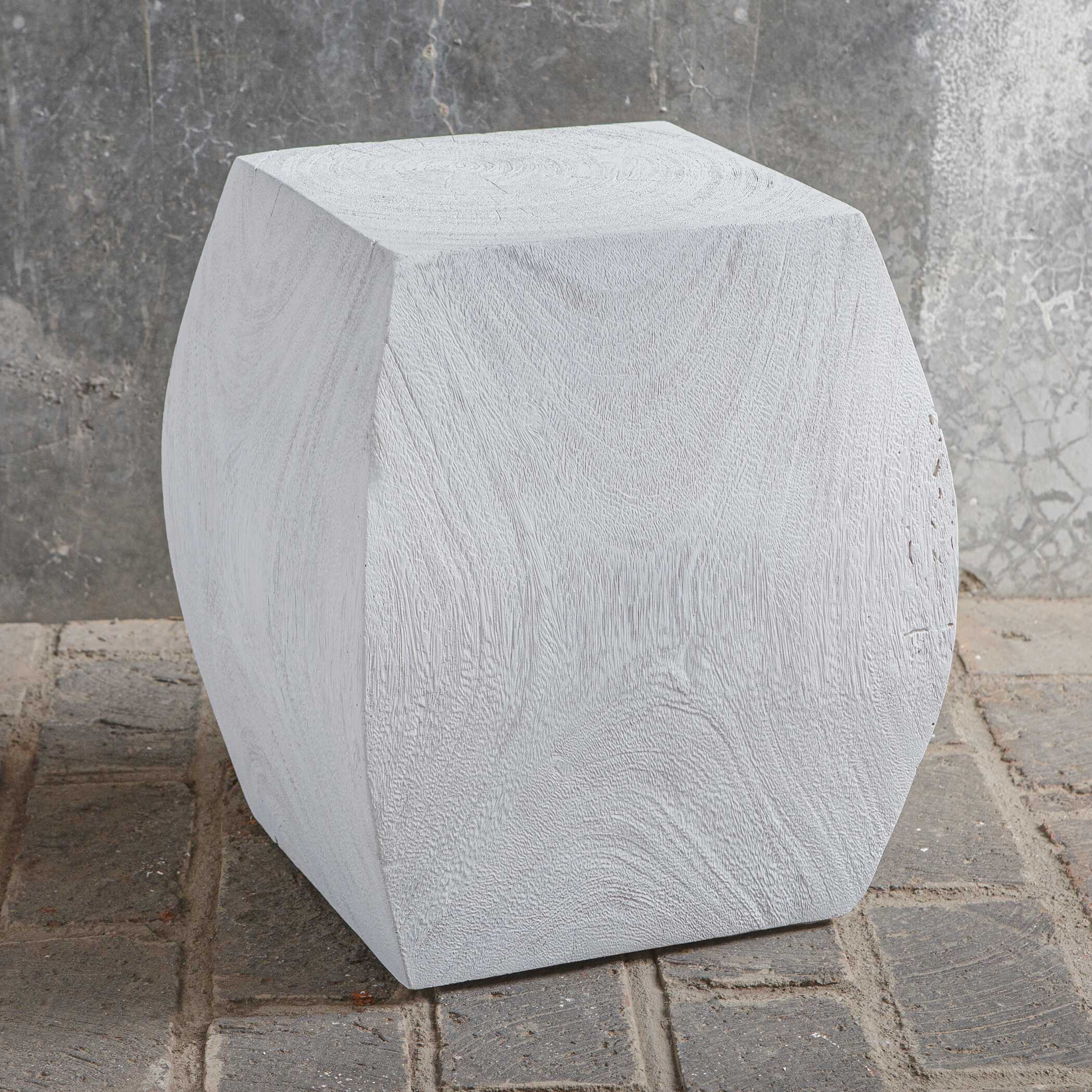 Grove Ivory Wooden Accent Stool Grove Ivory Wooden Accent Stool large image
