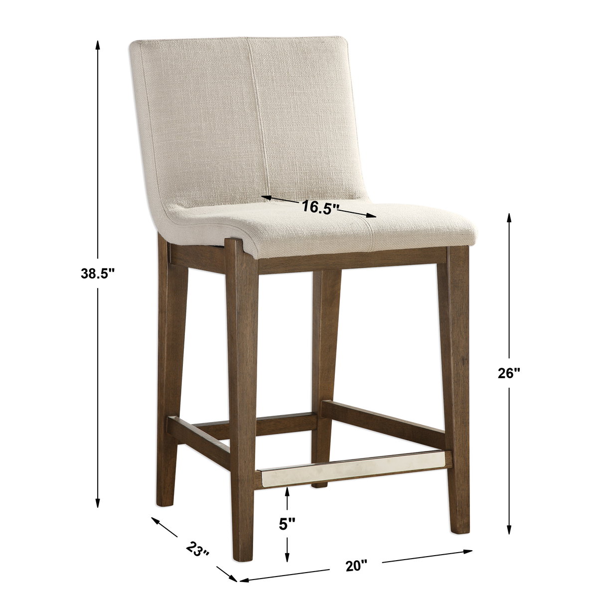 Klemens Linen Counter Stool, Furniture by Uttermost, 20" width x 38.5" height x 23" depth View 3