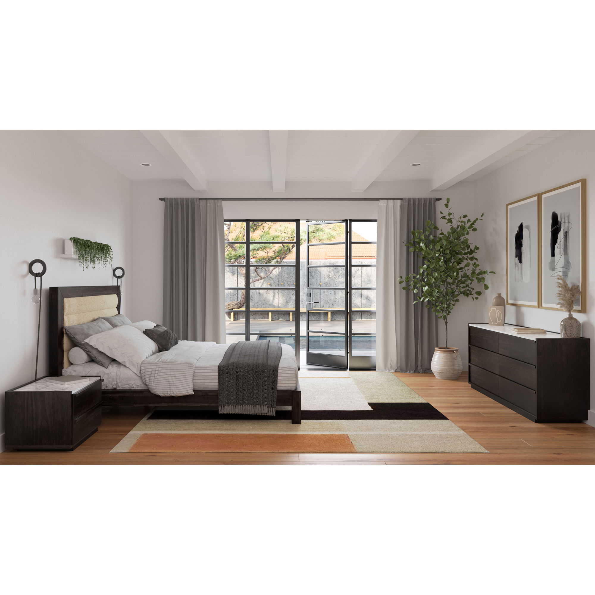 Ashcroft Nightstand Dark Grey, by Moe's Home, 26.5" width x 18" height x 19" depth View 13