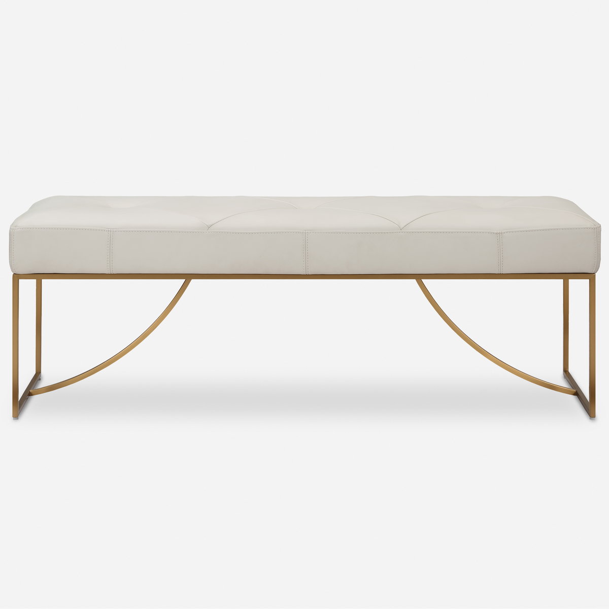 Swale Ivory Leather Bench, Benche by Uttermost, 53" width x 19" height x 16" depth View 1