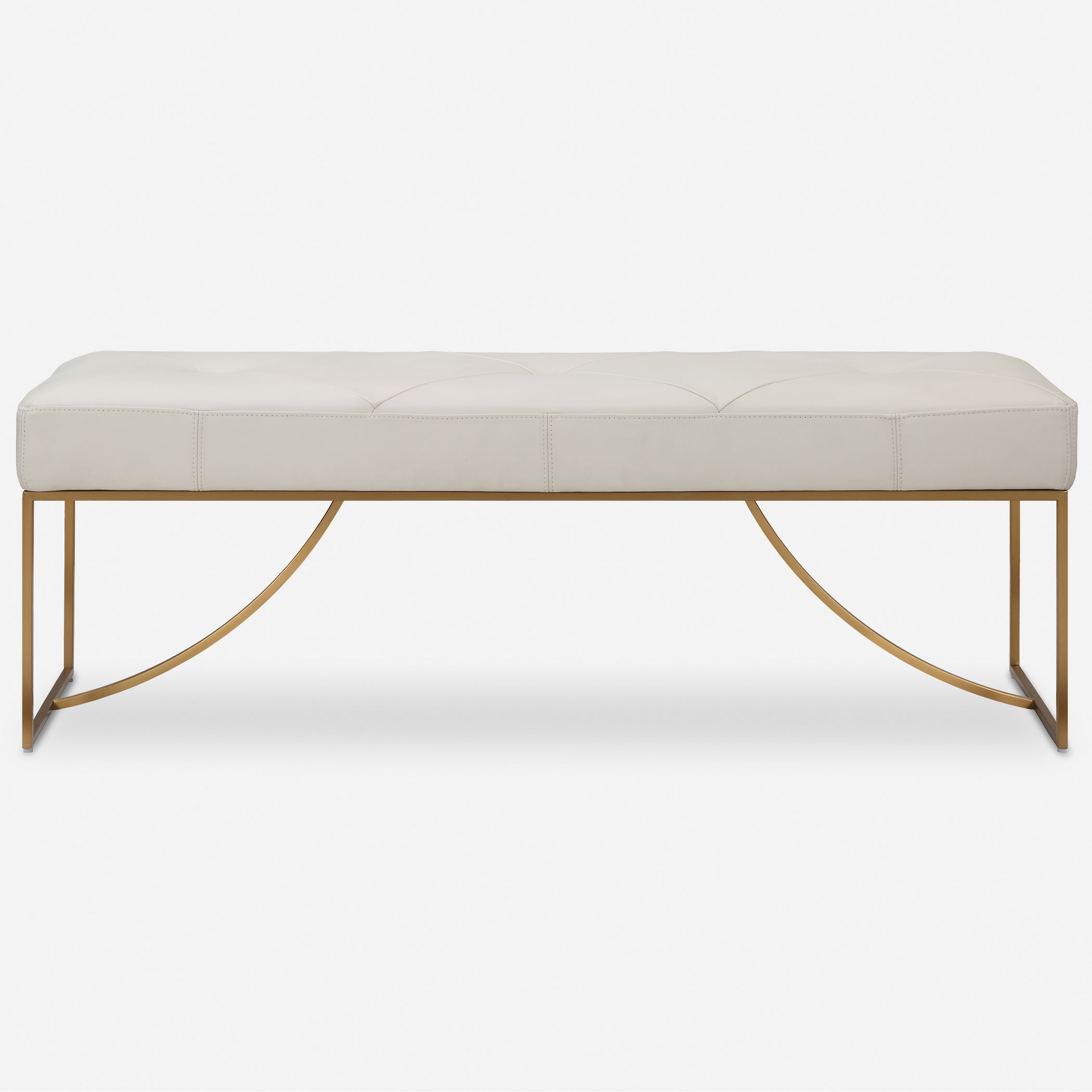 Swale Ivory Leather Bench, Furniture by Uttermost, 53" width x 19" height x 16" depth View 1