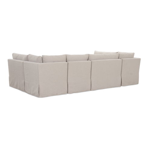 Fable Slipcover Dining Banquette U-shape Beige 121in