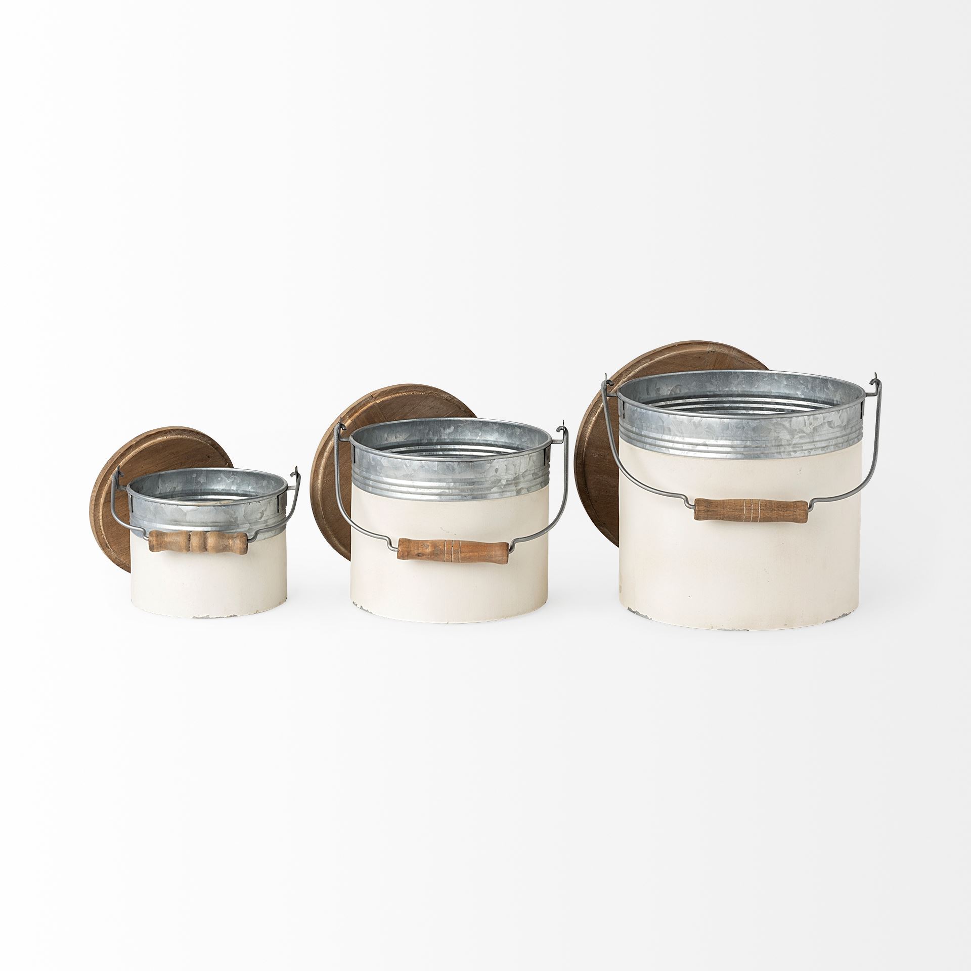 Alani (Set of 3) White Metal Storage Boxes, by Mercana, 8.07" length x 7.48" width x 12.99" height View 5