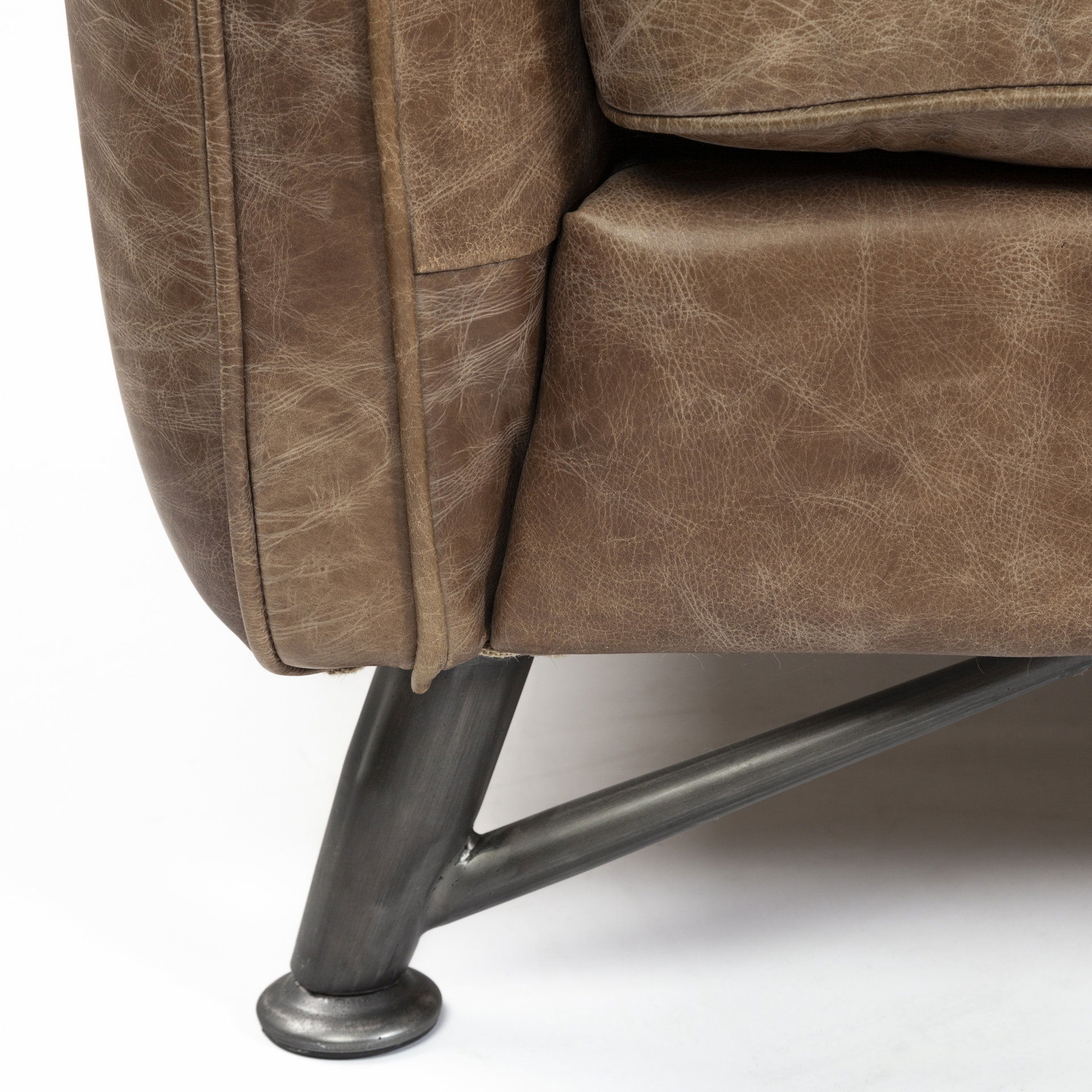 Cobain I 84' Brown Leather Two Seater Sofa, Sofas & Sectional by Mercana, 83.5" length x 34.5" width x 33.5" height View 12