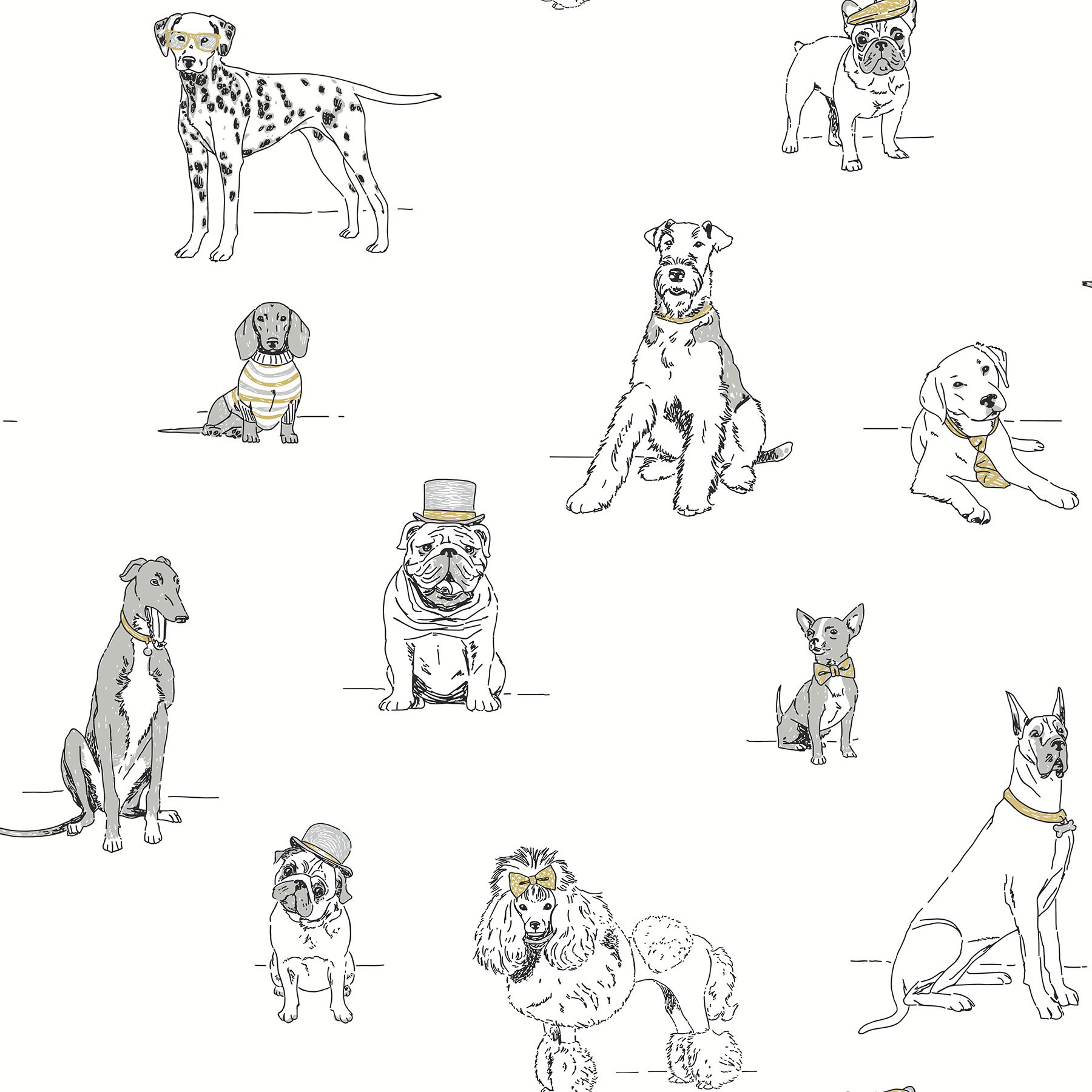 Dog's Life Silver & Gold Peel & Stick Wallpaper large image 