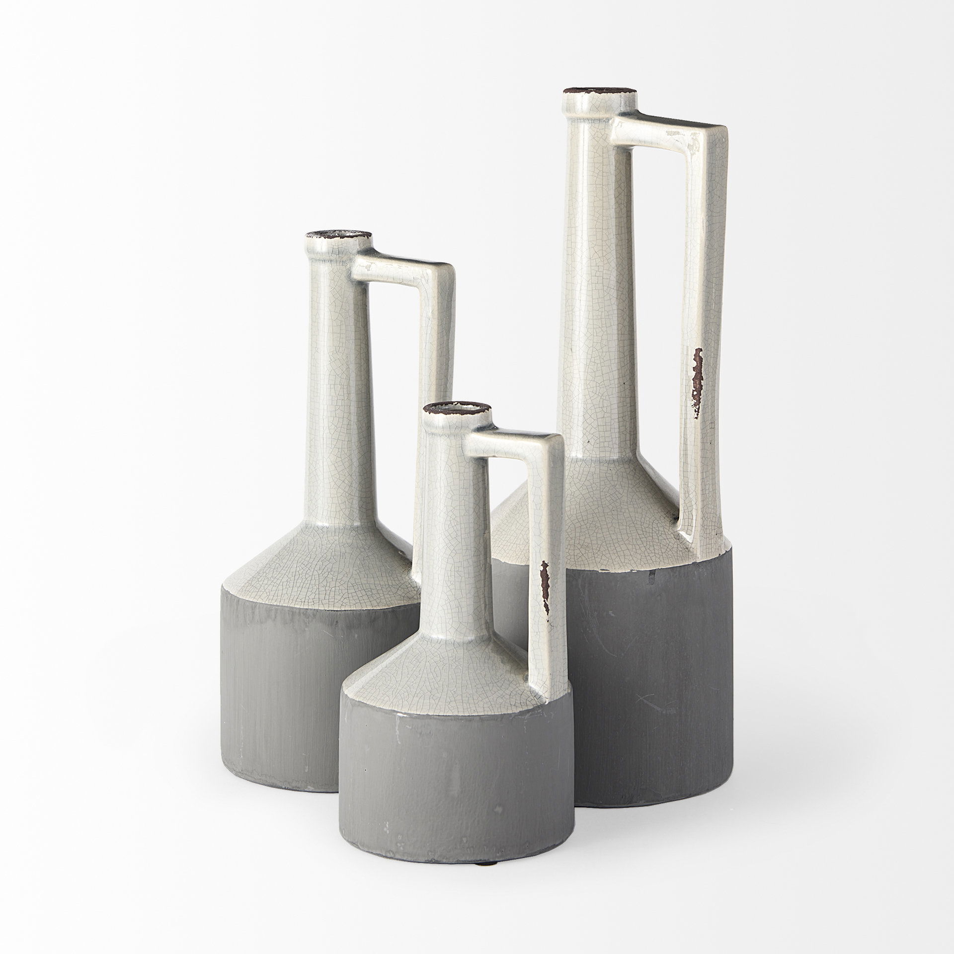 Burton 14.2H Medium Two Tone Gray Ceramic Jug Vase, Decorative Jar by Mercana, 5.5" length x 5.5" width x 12.6" height View 8