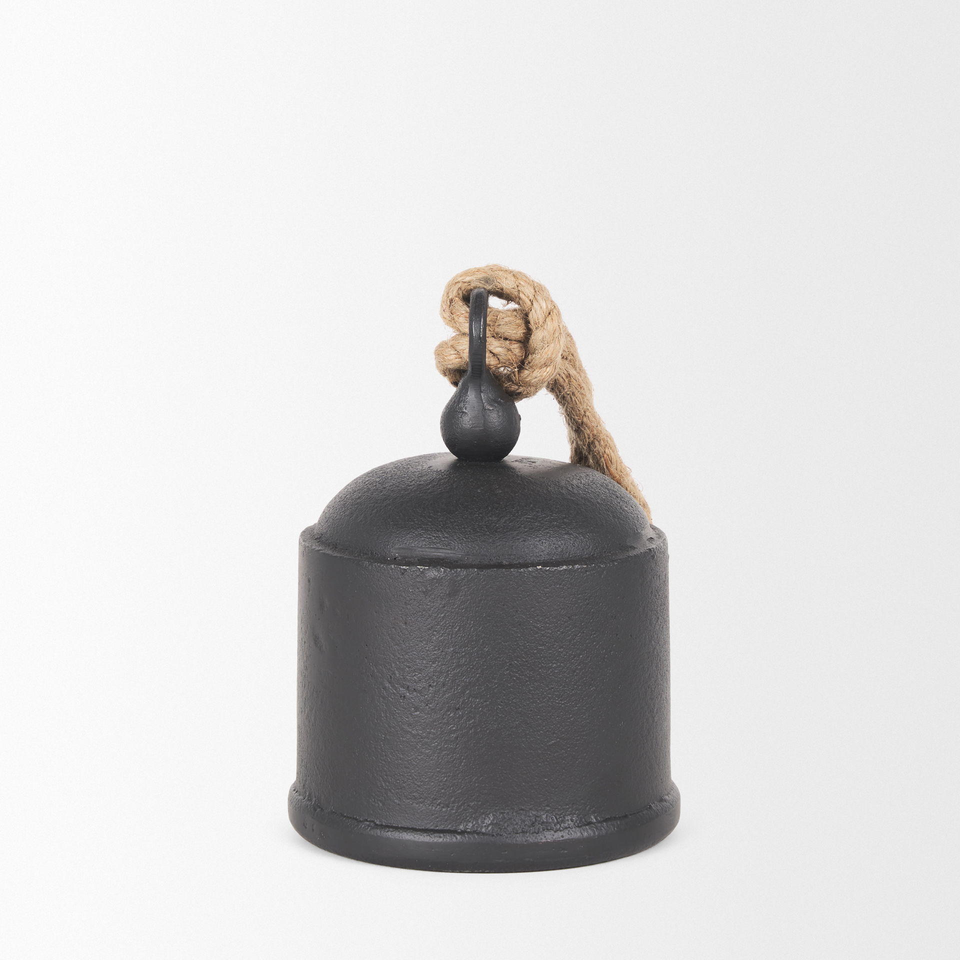 Quincy Medium Matte Black Metal Decorative Bell Object, Decorative Object by Mercana, 4.75" length x 4.75" width x 7" height View 4