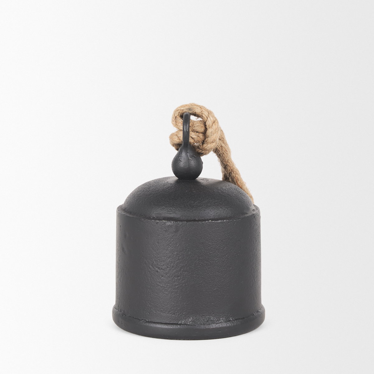 Quincy Medium Matte Black Metal Decorative Bell Object, Decorative Object by Mercana, 4.75" length x 4.75" width x 7" height View 4