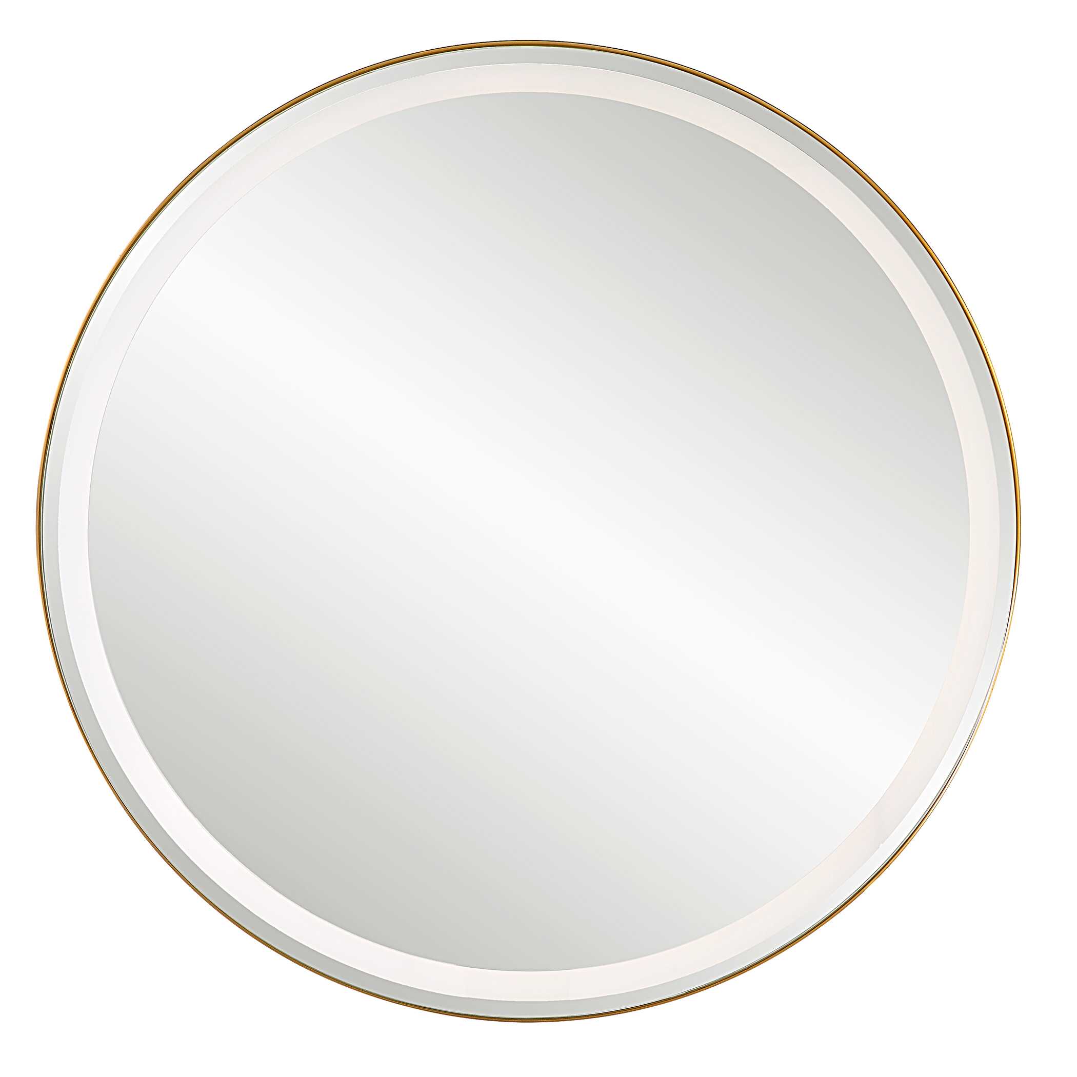 Crofton Lighted Brass Round Mirror, by Uttermost, 32" width x 32" height x 2.12" depth View 7