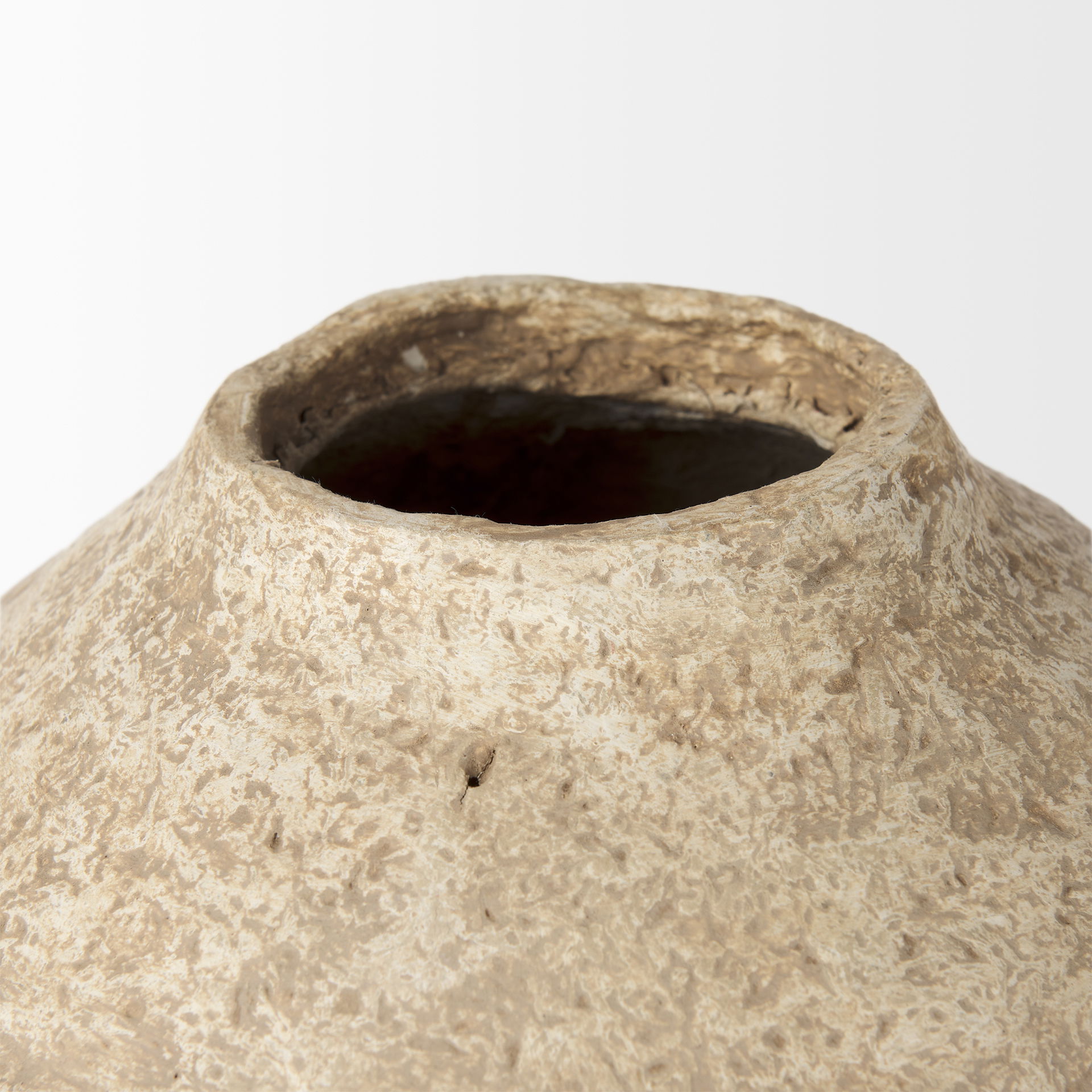 Ritu Large Beige Paper Mache Pot Vase, by Mercana, 12" length x 12" width x 12" height View 5
