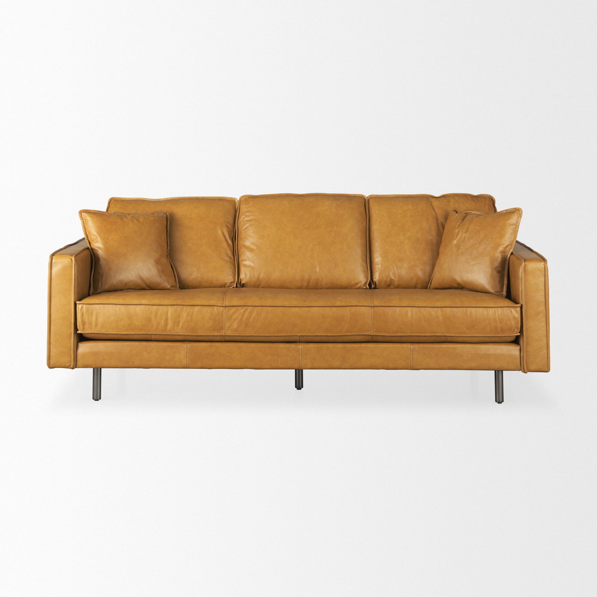 D'Arcy 88.0L x 37.0W x 34.0H Tan Leather Sofa, Sofas & Sectional by Mercana, 88.19" length x 36.61" width x 33.86" height View 4