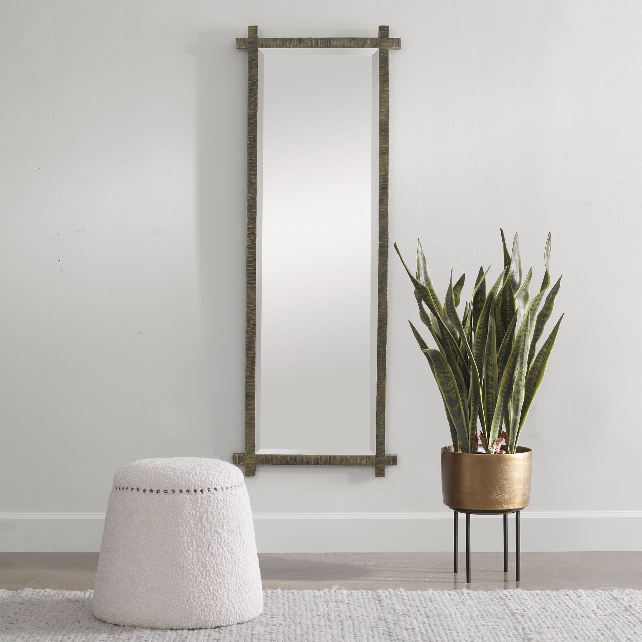 Abanu Ribbed Gold Dressing Mirror large image 