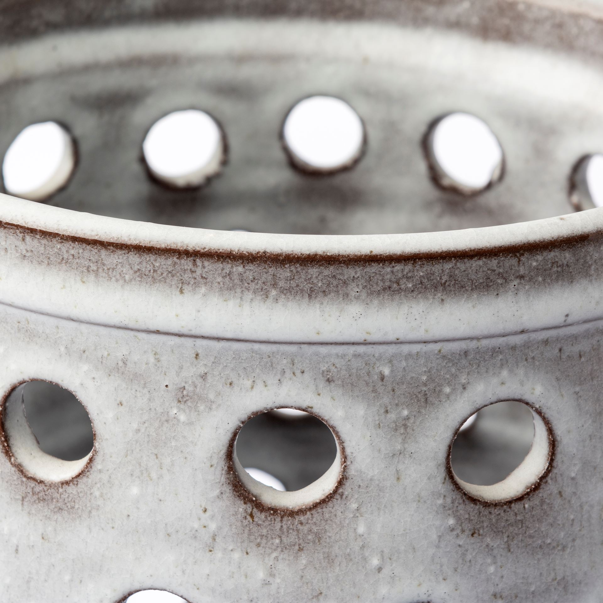 Canasta Large Rustic White Ceramic Decorative Vase, by Mercana, 7.5" length x 7.5" width x 19.1" height View 4