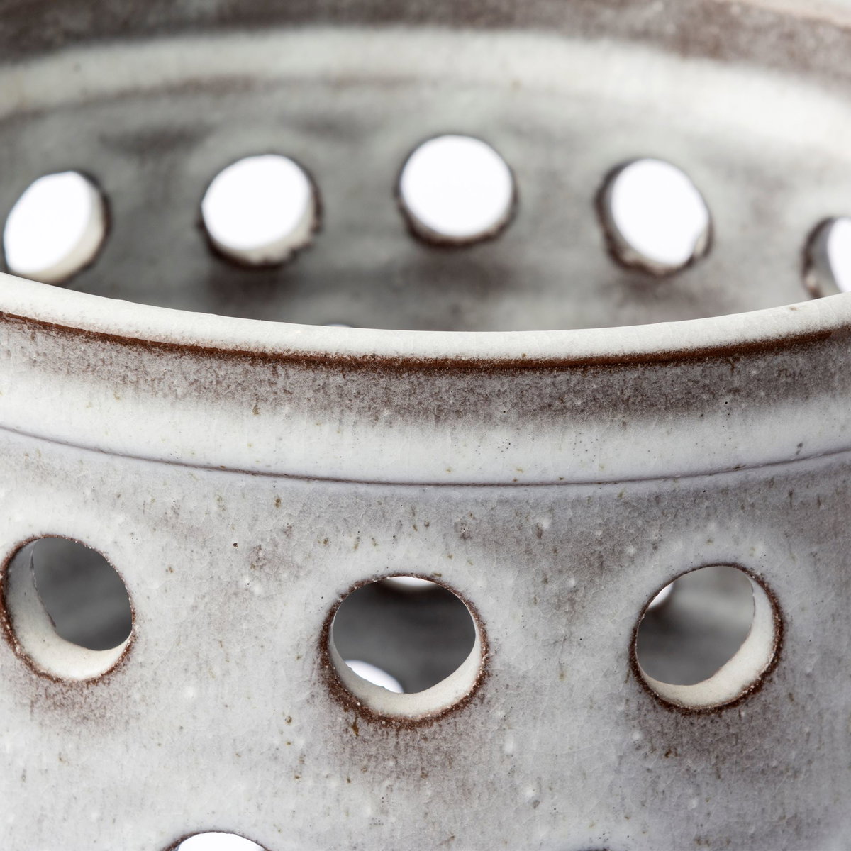 Canasta Large Rustic White Ceramic Decorative Vase, by Mercana, 7.5" length x 7.5" width x 19.1" height View 4