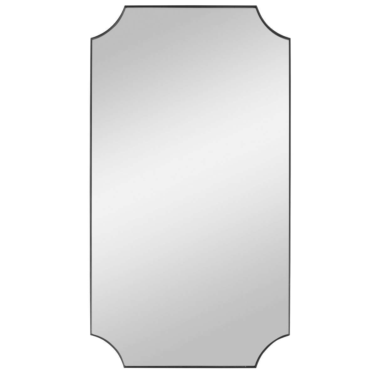 Lennox Black Scalloped Corner Mirror, by Uttermost, 22.12" width x 40.12" height x 1.25" depth View 1