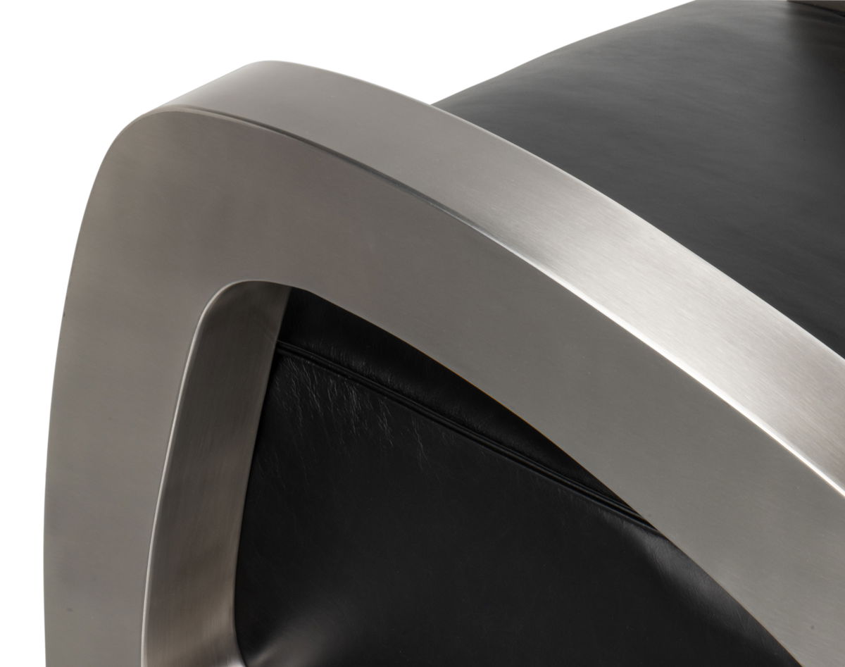 Carlisle Armchair  Leather Onyx Black, by Sarreid, 3'1" length x 2'5" width x 2'6" height View 12
