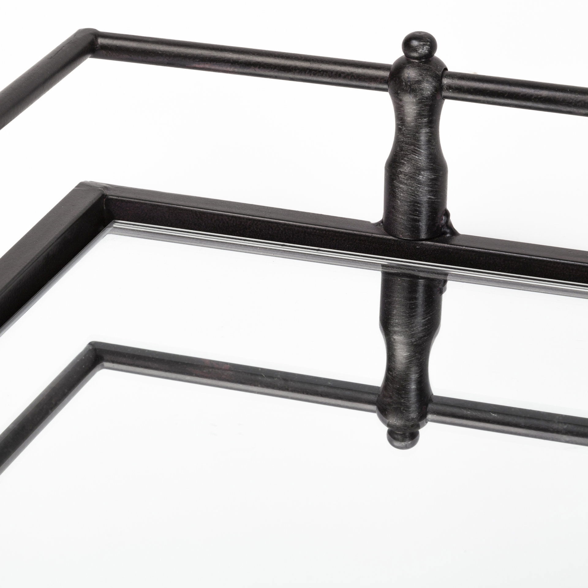 Christa 22L x 22W Black Metal Mirrored Base Square Tray large image 